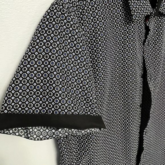 Short Sleeve Button Mens Shirt Silky Silver Stone Cool Design Large New W/O Tags - Picture 2 of 8